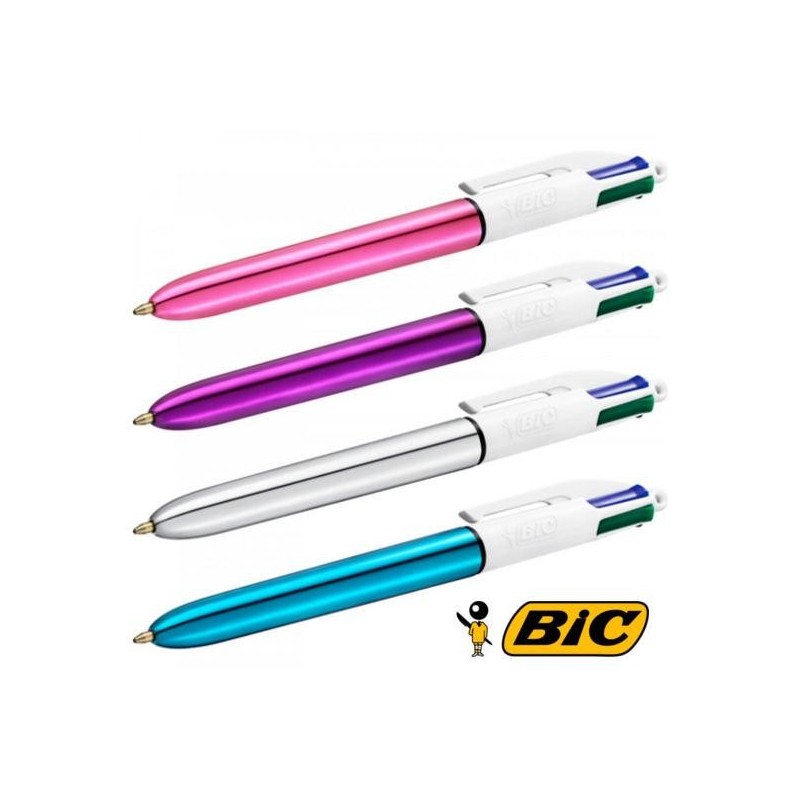 Stylo à bille rétractable BIC 4 Colours Shine Couleur Bleu