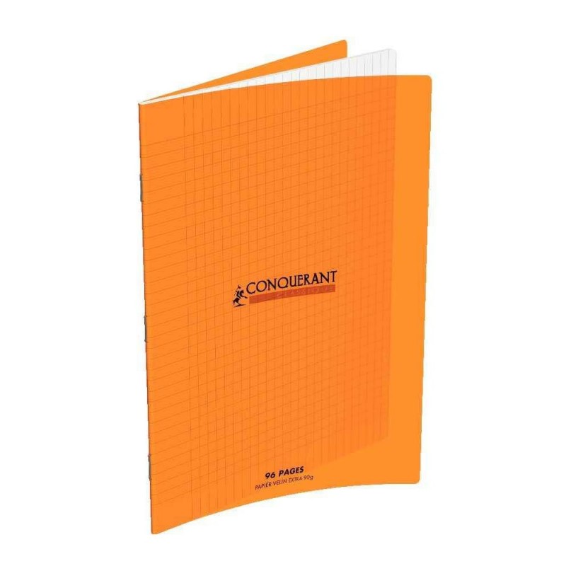 Cahier Conquerant 24x32 96p 90g Grands Carreaux Séyès Couleur Orange